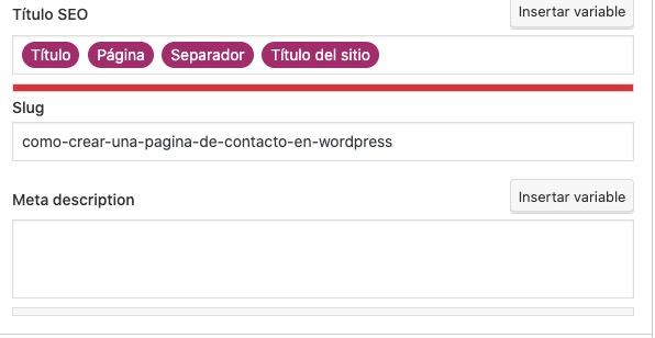 campo de meta descripción en wordpress